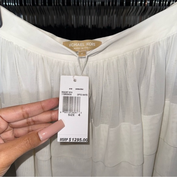 Michael Kors Collection Resort 2014 Optic White Pleated Tiered Mini Skirt - Picture 9 of 11